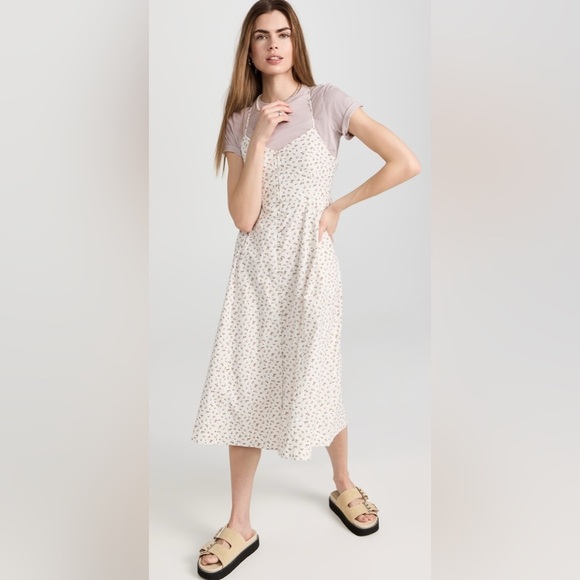 MADEWELL Alexa Ruffle Bodice Button Down Midi Dress Floral Coquette 90s Y2K Cute - Picture 4 of 14